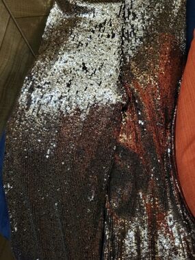 Express Sequins Pants Features A Shimmering Gold & Brown Ombre Effect